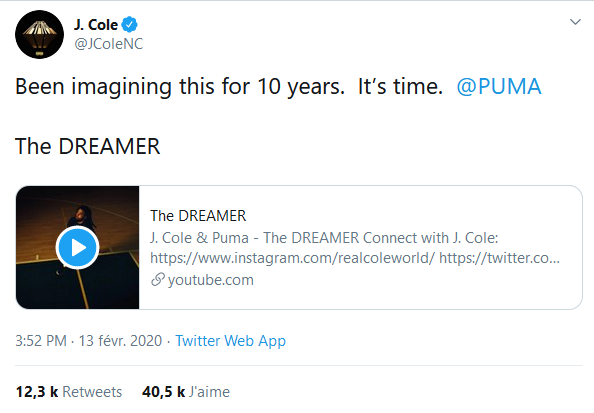 J.Cole annonce un partenariat avec Puma !