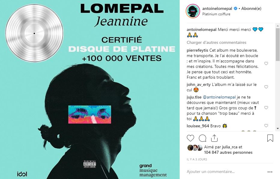 Le dernier album de Lomepal, ''Jeannine'', est certifié disque de