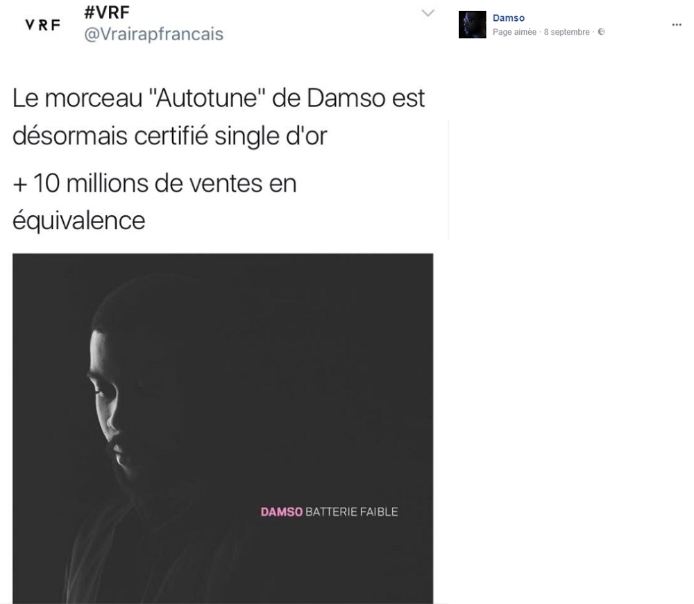 L'album ''Batterie Faible'' de Damso est certifié double disque de platine